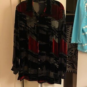 Chico's Black and Red Abstract Jacket